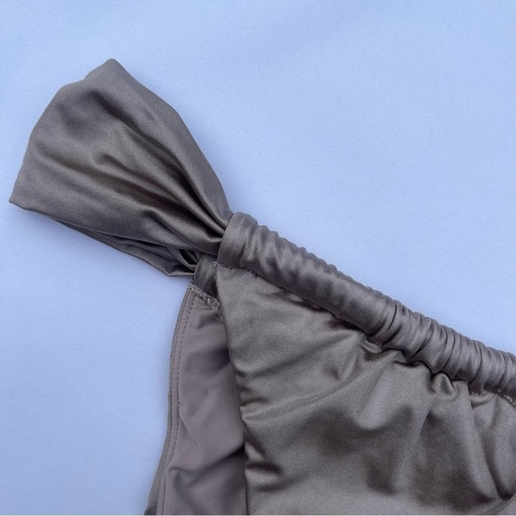 Good American Mink Shine Satin Ruched High Rise Bikini Bottoms Size 4/XLarge NWT - Picture 5 of 16